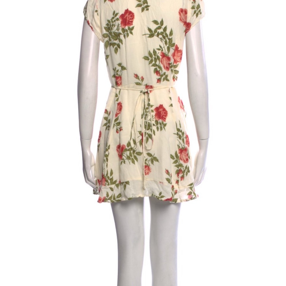 Reformation Cream and Red Floral Casual Dress